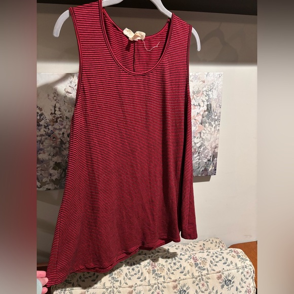 Tops - Striped Red Sleeveless Top